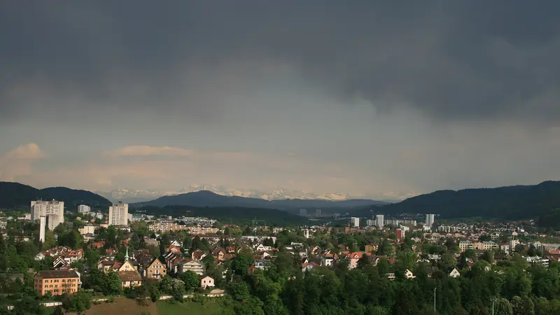Blick vom Stein auf Wettingen und die Lägern